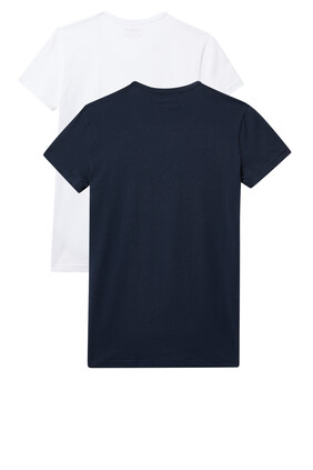 Logo V-Neck Cotton T-Shirts, Pack of 2